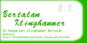 bertalan klinghammer business card